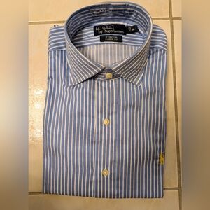 Ralph Lauren Blue and White Striped Dress Shirt